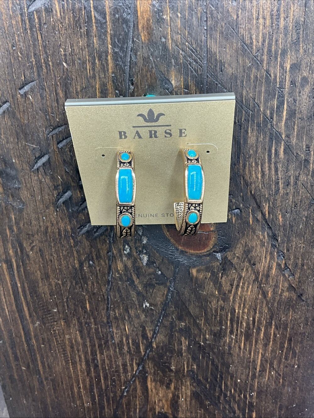 Barse Gia Hoop Earrings- Turquoise- Bronze- NWT